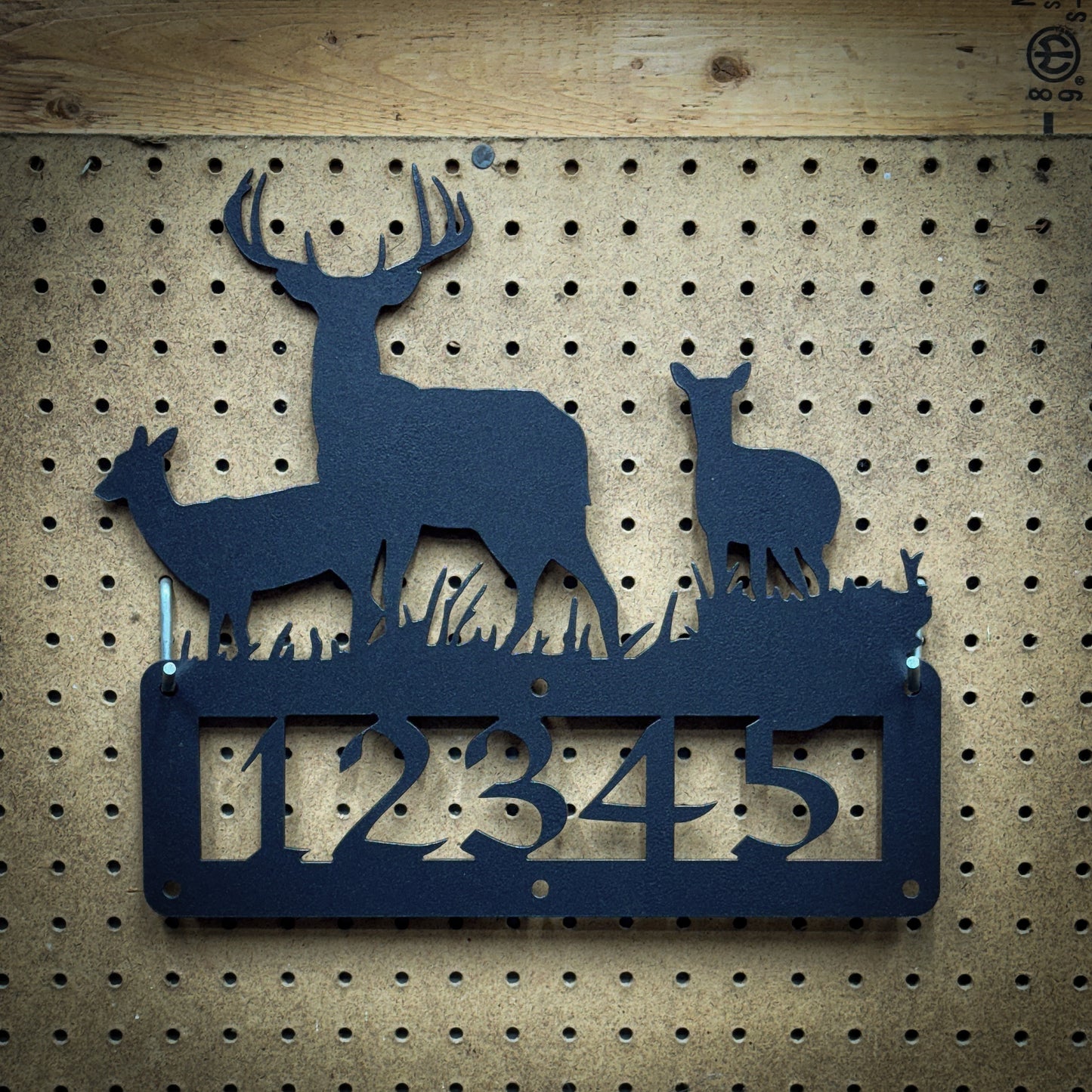 Whitetail House Number Sign - Bare Steel