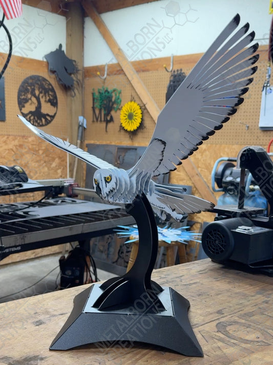 Metalborn Snowy Owl Sculpture